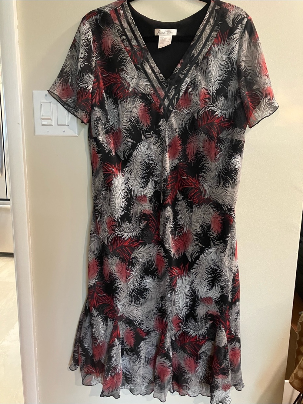 S.18 Sheer V-Neck Maxi Dress in Black, White & Red feminine flirty coquettish